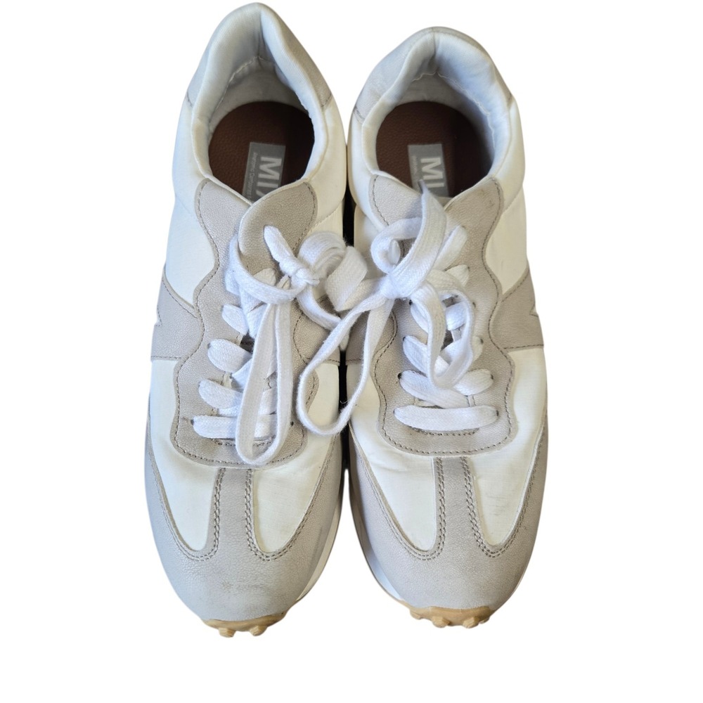 Mia Olia Sneakers Women 8.5 Medium Platform Ivory Leather Neutral Minimalist Low